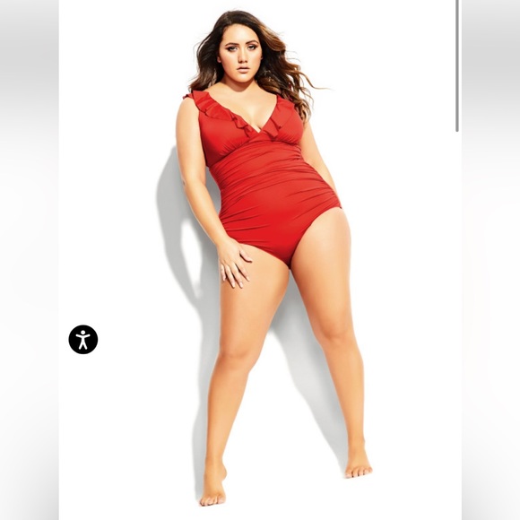 NWT City Chic LINOSA 1 PC Ruched Swim Suit - Grenadine - Picture 2 of 9